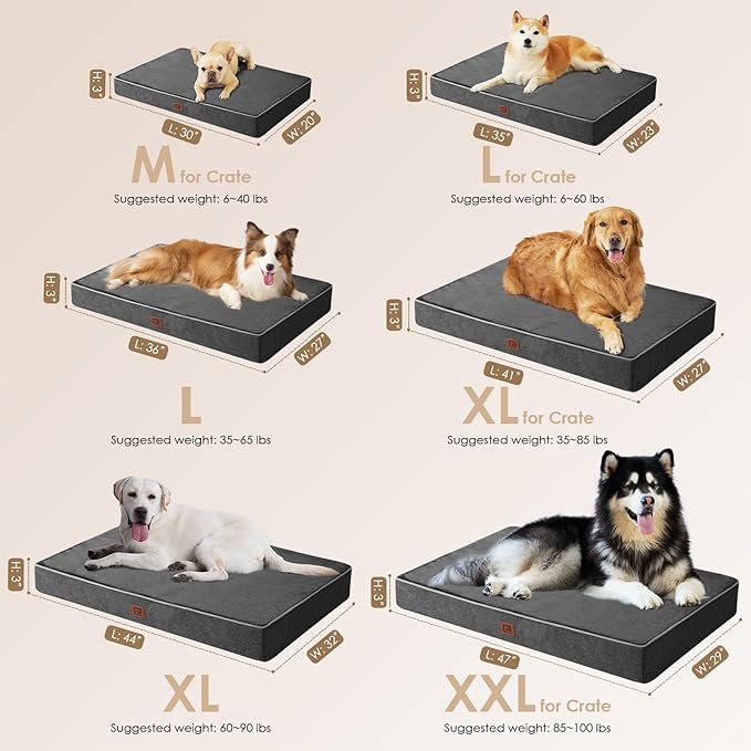 EHEYCIGA Waterproof Dog Bed Orthopedic 36"x27", Memory Foam Pet Bed - Image 3