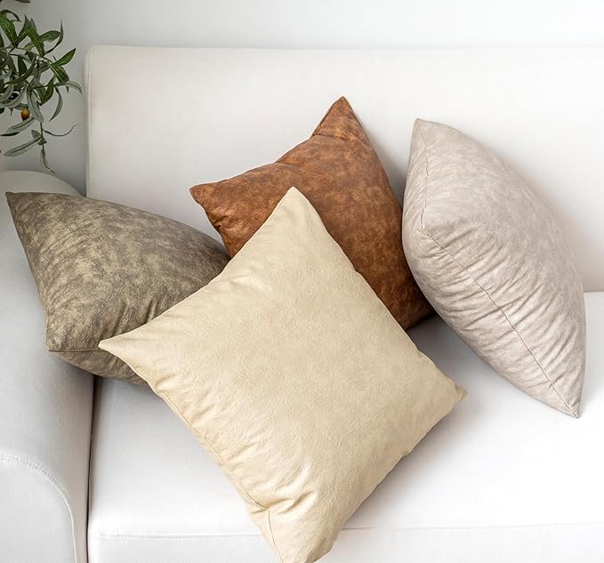 Faux Leather Throw Pillow Covers Decorative, - Image 8