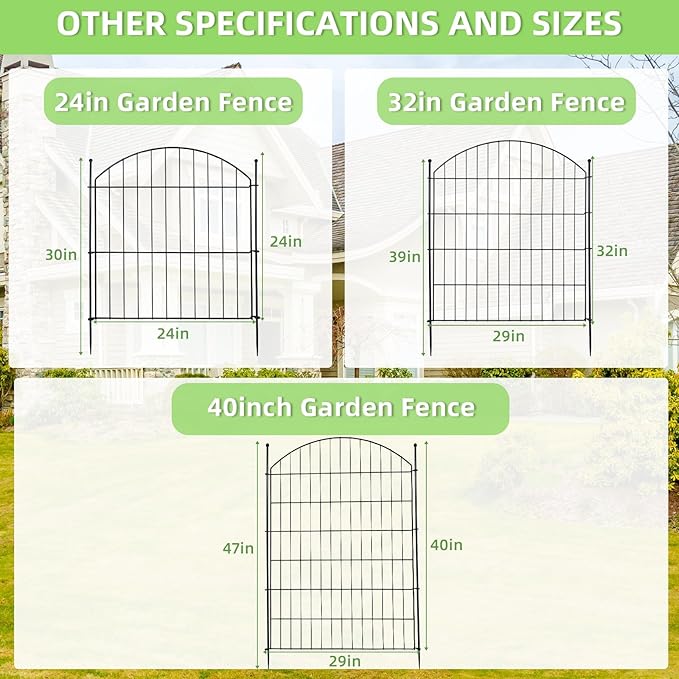 Decorative Garden Fence 40in x12ft, 5 Pack No Dig Fence Animal Barrier - Image 7