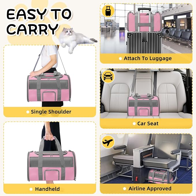 Soft - Sided Pet Carrier for Cats and Small Dogs, Airline - Approved, Foldable - Image 5