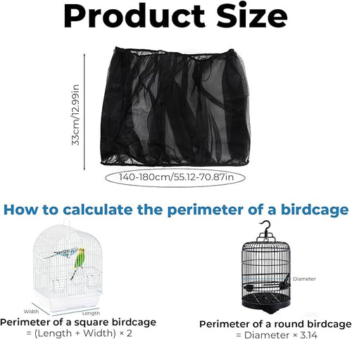 2 Pcs Bird Cage Seed Catcher, Adjustable Bird Cage Net Cover, Reusable Soft - Image 2
