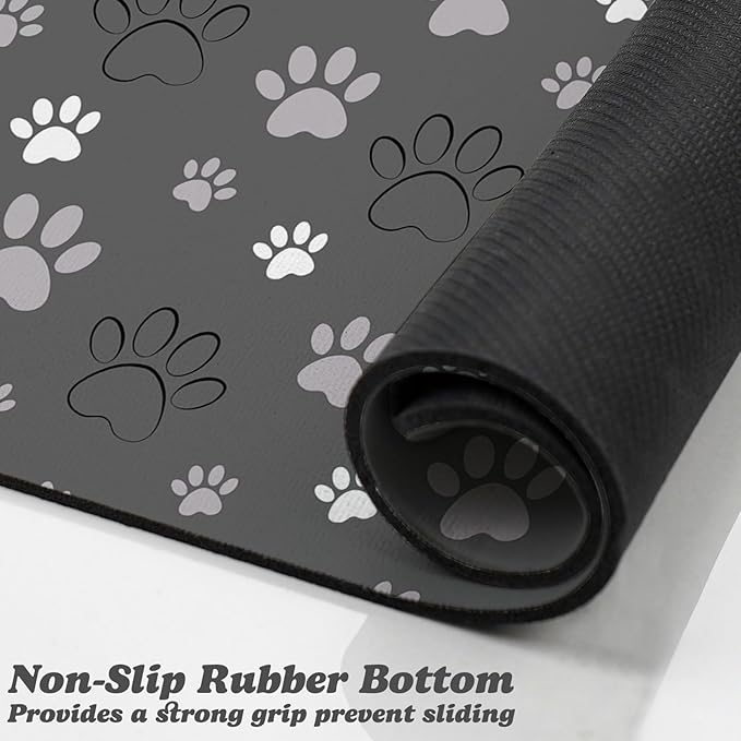 Dog Food Mat, Absorbent Water Bowl Mats Cat Pet Feeding Placemats Dark Gray 16 - Image 3