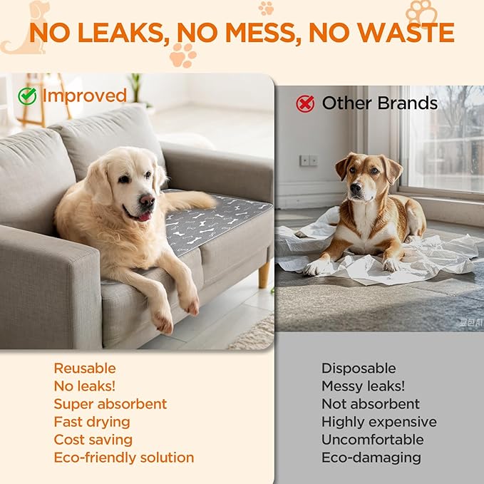 Washable Pee Pads for Dogs, 2 Pack Large 36"x41" Fast Absorbent Reusable Puppy - Image 6