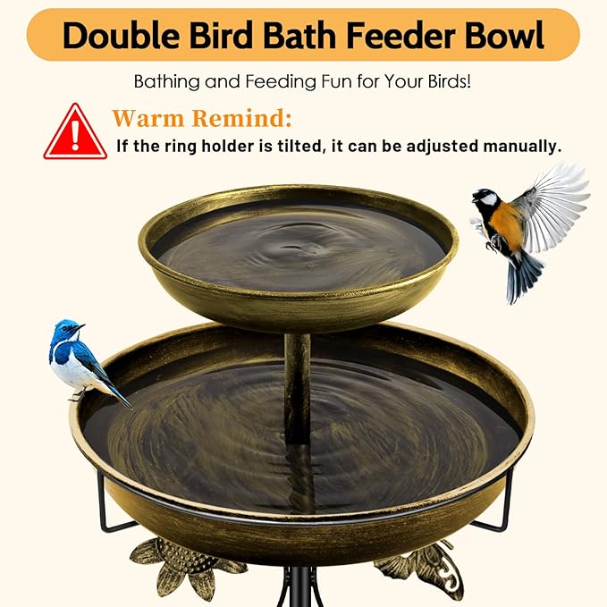 Daoeny Bird Bath for Outside, 42In Vintage Freestanding Birdbaths for Outdoors - Image 2