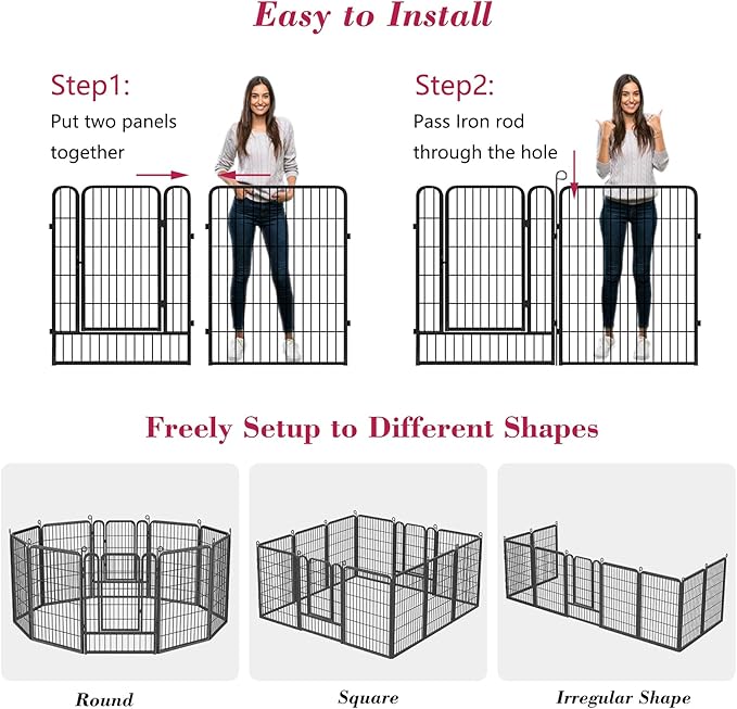 Dog Playpen 40 inch Dog Fence for Outdoor Indoor Use Heavy Duty Metal Dog Pen - Image 5