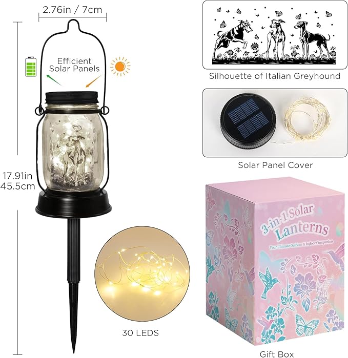 Greyhound Gifts for Women/Men Greyhound Solar Lanterns Mom Birthday Speedster - Image 7
