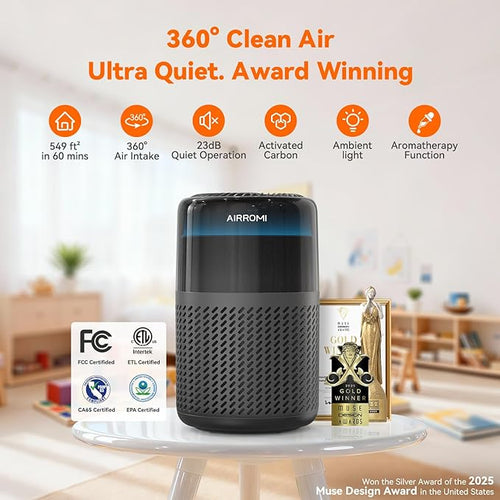 AIRROMI HEPA Air Purifier for Bedroom&Home, Pet Air Purifier for Home Pets - Image 2