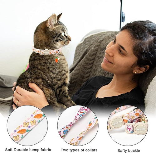 2 Pack Easter Cat Collars, DOGWONG Cute Breakaway Kitty Collars, Easter Kitten - Image 2