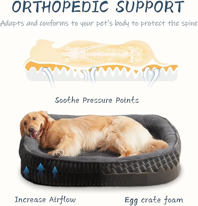 Orthopedic Dog Bed for Large Dogs Breeds, High Density Egg Crate Foam Dog Sofa - Image 2