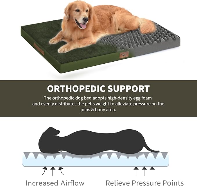 Plush Dog Bed for Medium Dogs, Waterproof Dog Crate Mat Orthopedic Egg Crate - Image 4