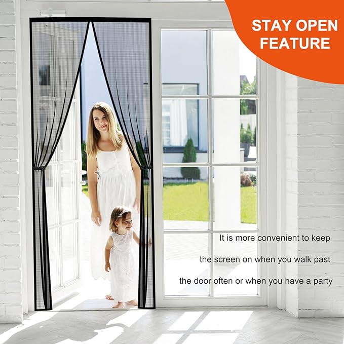 Fiberglass Magnetic Screen Door Fit Door Size 36 x 96 in- Heavy Duty Fiberglass - Image 3