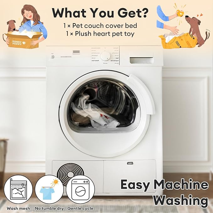 FUNNY FUZZY Pet Fluffy Fuzzy Couch Cover, Calming Washable Dog Bed Sofa - Image 5