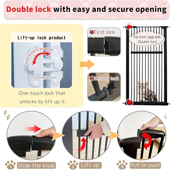 Lumizone Extra Tall Pet Gate 55.12" High Pressure Mounted 55.12"-59.24" Extra - Image 8