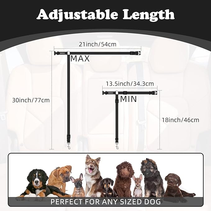 BWOGUE Pet Dog Cat Seat Belts, Car Headrest Restraint Adjustable Safety Leads - Image 4