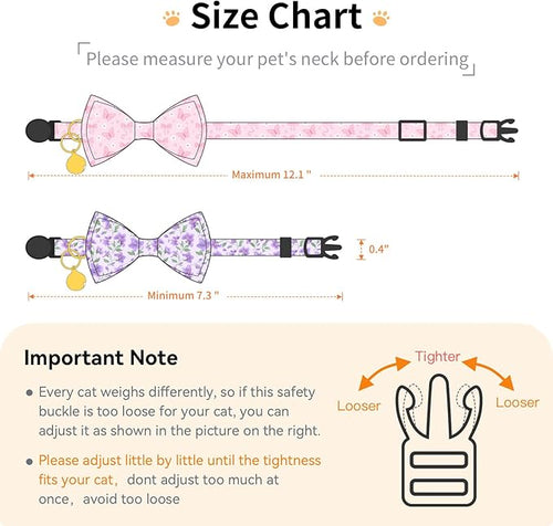 2 Pack Cotton Cat Collar with Bow Tie and Bell - Image 2