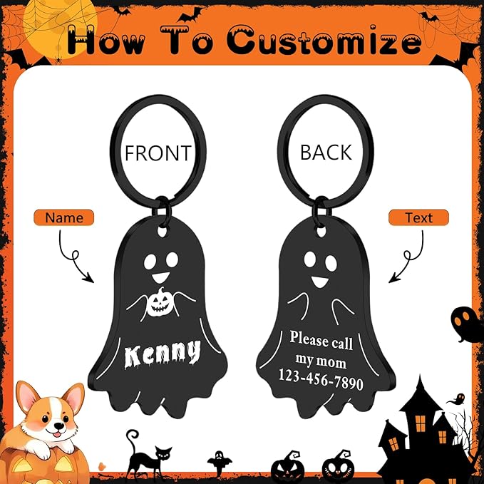 Personalized Pet Tags for Dog Cat, Custom Halloween ID Tags for Dogs, Dog Name - Image 2