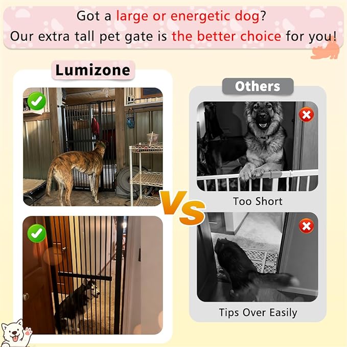 Lumizone Extra Tall Pet Gate 55.12" High Pressure Mounted 30.12"-34.05" Extra - Image 5