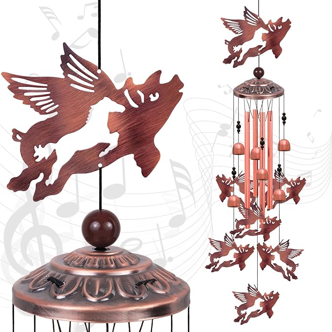 Flying Pig Wind Chimes, Gifts for Mom & Grandma & Woman & Family & Neighbor by Solawindchime