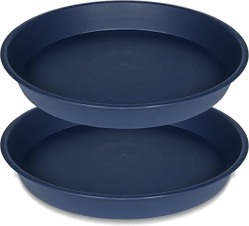 2 Pack of 8 inch Plant Saucer Clear, Heavy Duty Plastic Plant Water Tray 8 inch by Bleuhome
