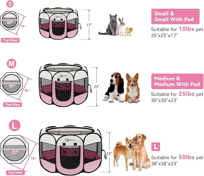 Pink Puppy Playpen for Large Dog Cat, Dog Tent Crates Cage Indoor/Outdoor - Image 8