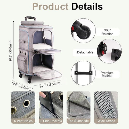 2-in-1 Pet Carrier Backpack for Two Cats or One Dog - Image 2
