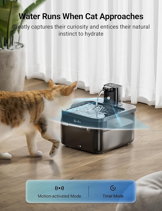 DownyPaws Cat Water Fountain Cordless, 84oz/2.5L Fursink Wireless Pet Water - Image 3