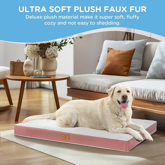 Sunheir Orthopedic Dog Bed for Large Dogs, Waterproof Deluxe Plush Dog Crate Bed - Image 4