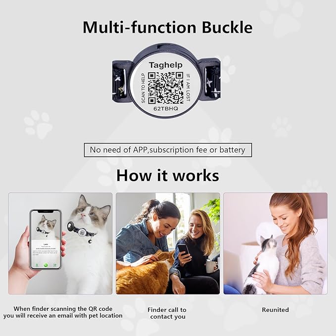 Cat Collar Stars and Moon, Reflective no Bell, Solid & Safe Collars - Image 4