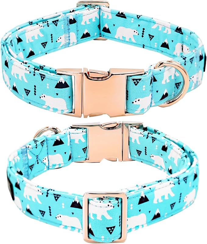 Dog Collar, Bow Collar Blue Bear Pattern Pet Collar Cute Bow Tie Soft Girl Boy - Image 4