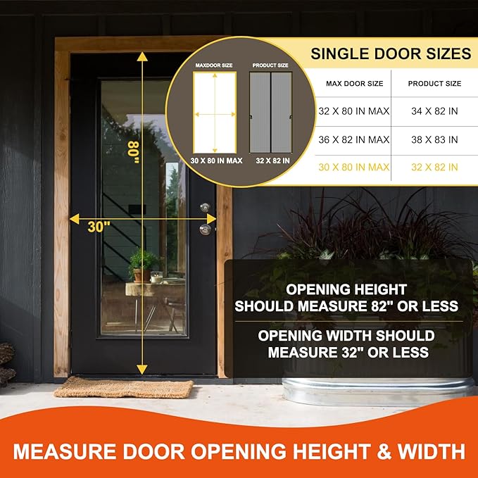 Fiberglass Magnetic Screen Door Fit Door Size 30 x 80 in- Heavy Duty Fiberglass - Image 2