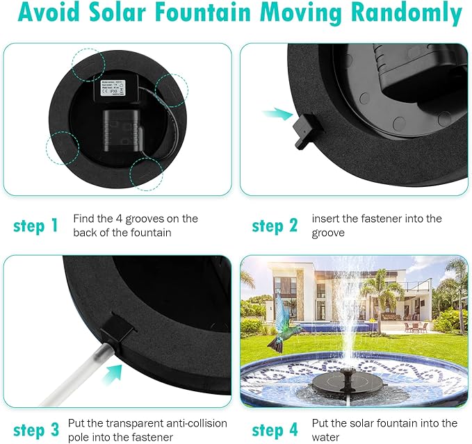 Mademax Solar Bird Bath Fountains Pump, Upgrade 1.4W Solar Fountain - Image 8