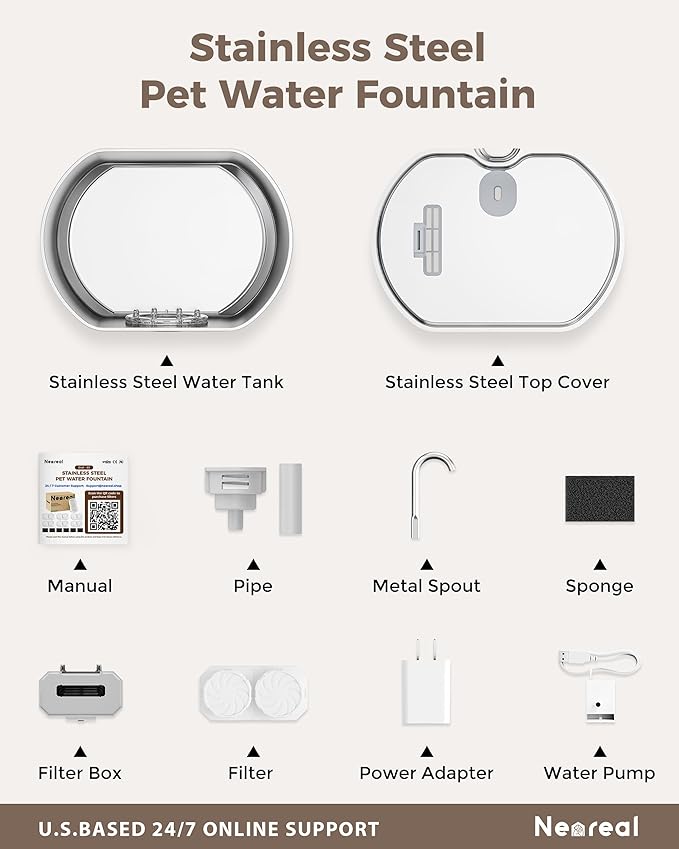 Cat Water Fountain Stainless Steel: 74oz/2.2L Cat Fountain - Image 7