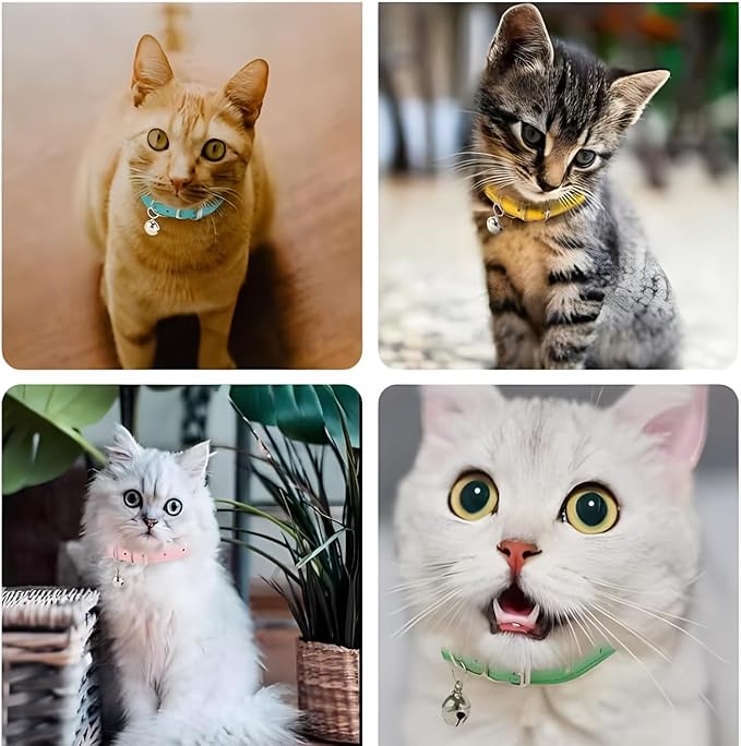 Red Kitten Collar with Bell, Soft Pu Leather Small Dog Collars Adjustable Buckle - Image 5