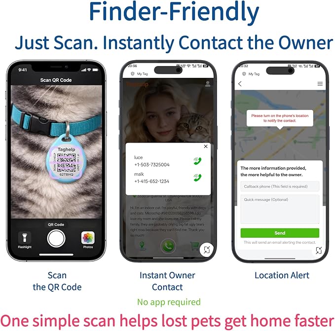 QR Code Dog ID Tags for Collar Personalized for Pet Online Profile - Image 5