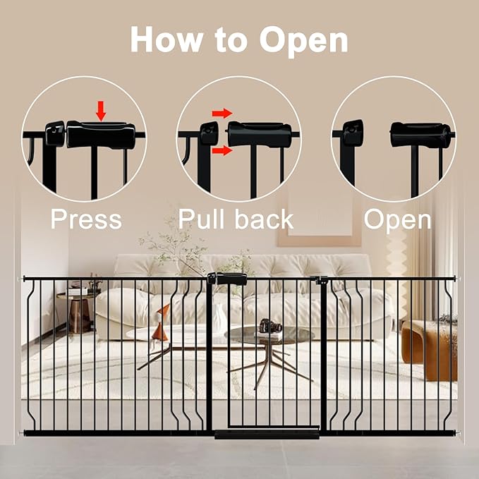 WAOWAO Baby Gate 85.83-95.24" Extra Wide Pressure Mounted Walk Through Swing - Image 3
