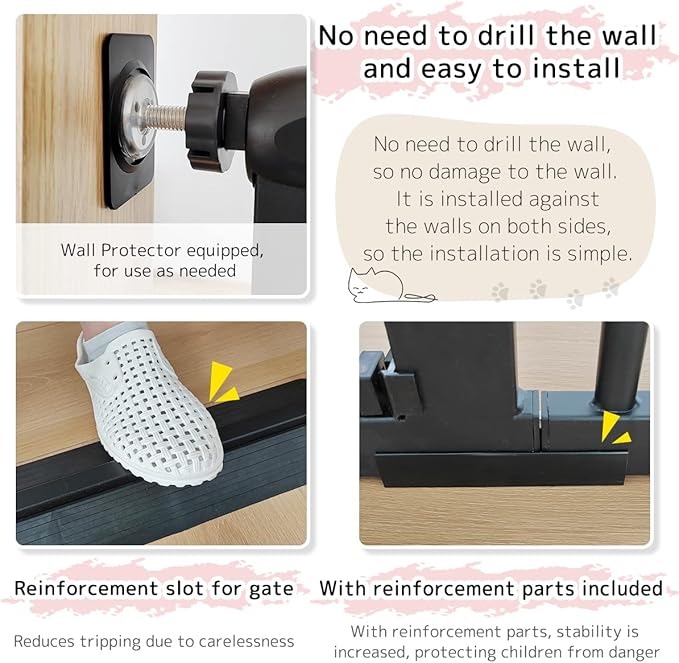 Lumizone Extra Tall Pet Gate 55.12" High Pressure Mounted 50.79"-55.11" Extra - Image 6