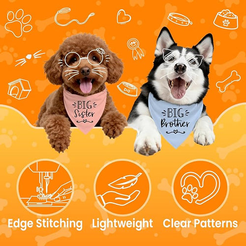 2 Pack Big Sister Big Brother Dog Bandanas, Adjustable Pet Bandana - Image 2