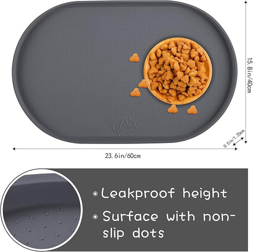 100% Waterproof 1.0" Raised Edge BPA Free Silicone Dog Food Mat, Pet Cat - Image 2