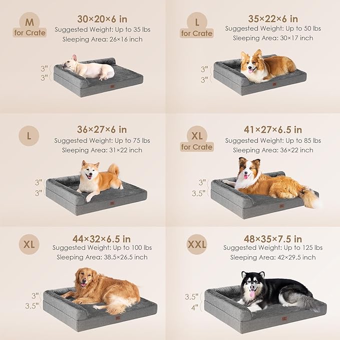 EHEYCIGA Orthopedic Dog Bed Medium Size Dogs, Memory Foam Dog Bed - Image 2