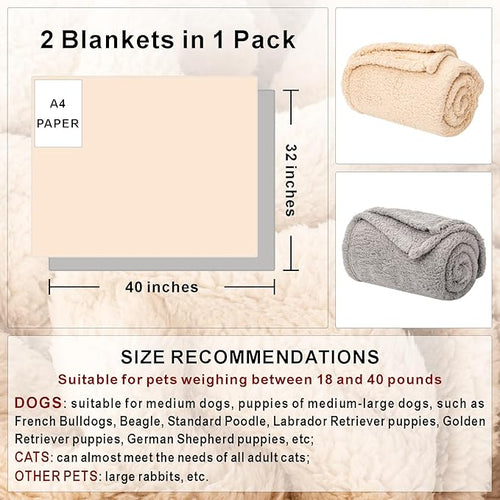 2 Blankets, Dog Cat Pet Blanket, Soft Warm Fleece, - Image 2