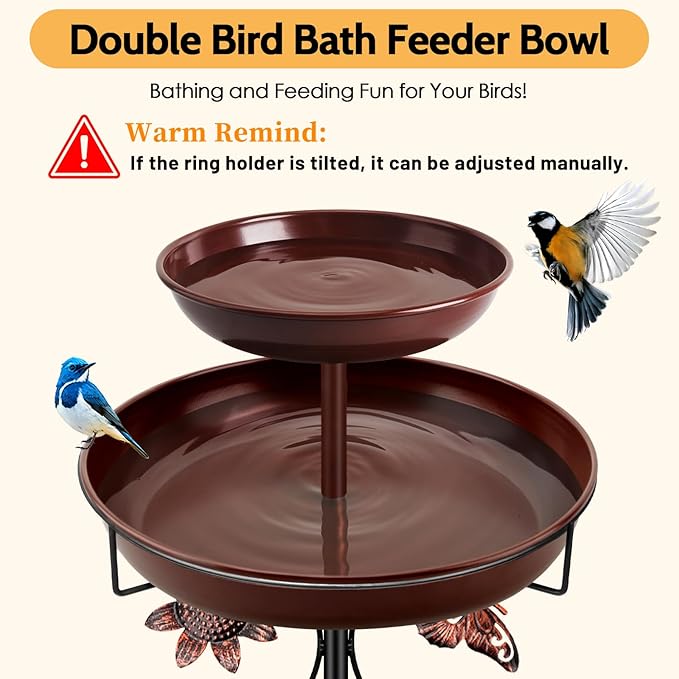 Daoeny Bird Bath for Outside, 42In Vintage Freestanding Birdbaths for Outdoors - Image 2