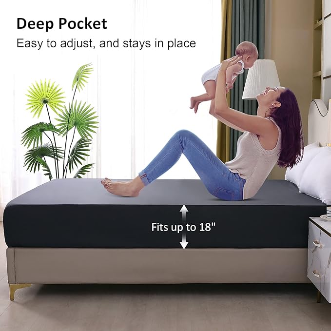 Waterproof Mattress Protector King, Fitted Sheet Style Breathable Mattress Cover - Image 4