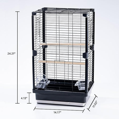 25 inch Bird Cage, Portable Travel Parrot Cage, Double-Layer Parakeet Cage - Image 2