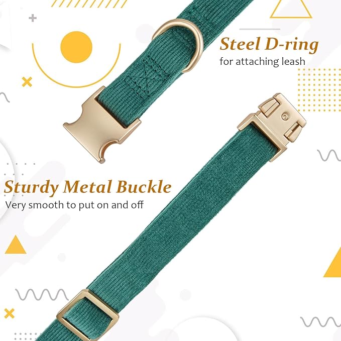 Soft Cotton Dog Collar with Metal Buckle Adjustable Heavy Duty Comfy Corduroy - Image 4