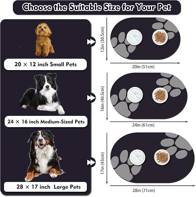 Dog Feeding Mat 24''x16'', Absorbent Pet Food Mat, No Stains Quick Dry Pet - Image 3