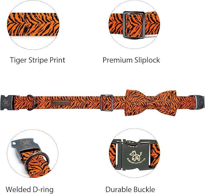 Elegant Little Tail Tiger Print Dog Collar, Unique Seasonal Design, Buckle - Image 2