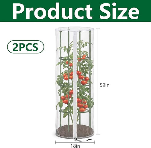 2 Pcs Garden Bird Netting for Round Plant Cage, Tomato Trellis Insect Bird - Image 2