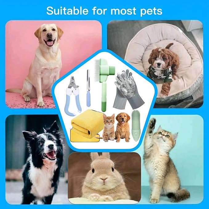 Cat&Dog Grooming Kit-6PCS for Cat Flea Comb, Dog Brush For Shedding, Pet Nail - Image 7