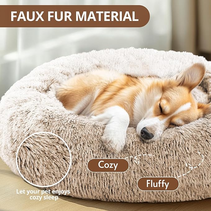 JOLLYVOGUE Calming Dog Bed Medium Size Dog, Anti-Anxiety Donut Medium Pet Bed - Image 2