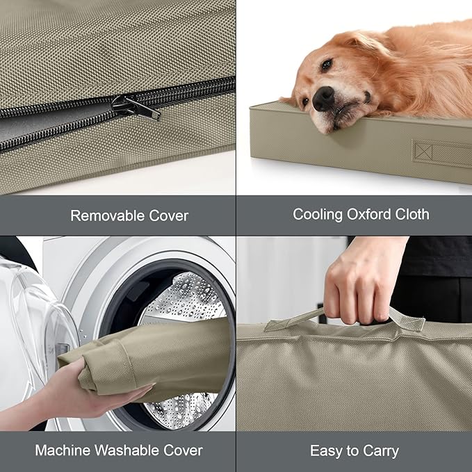 Outdoor Large Washable Dog Bed, Orthopedic Egg Crate Foam Dog Crate Mat - Image 6